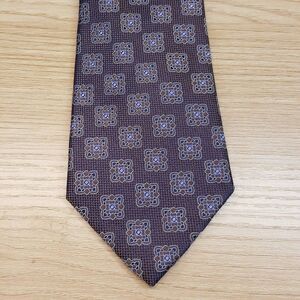 BLOOMINGDALES MENS STORE Neck Tie Brown Medallion 100% Silk Classic